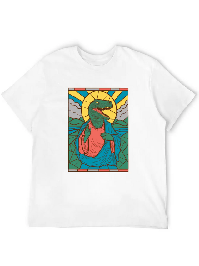 RAPTOR JESUS STAINED GLASS Breathable Soft Cotton T-Shirt – Timeless Casual Look