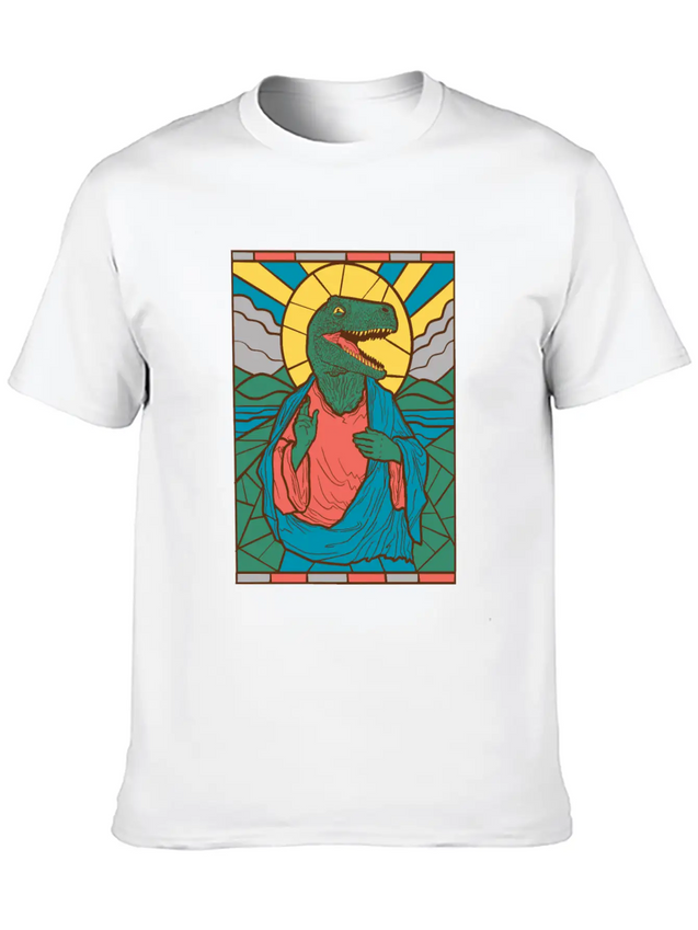 RAPTOR JESUS STAINED GLASS Breathable Soft Cotton T-Shirt – Timeless Casual Look