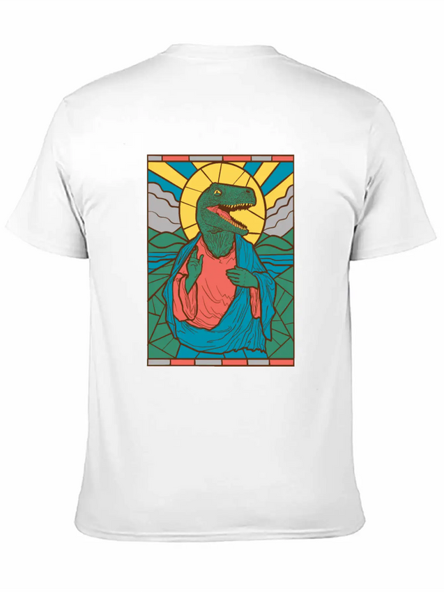 RAPTOR JESUS STAINED GLASS Breathable Soft Cotton T-Shirt – Timeless Casual Look
