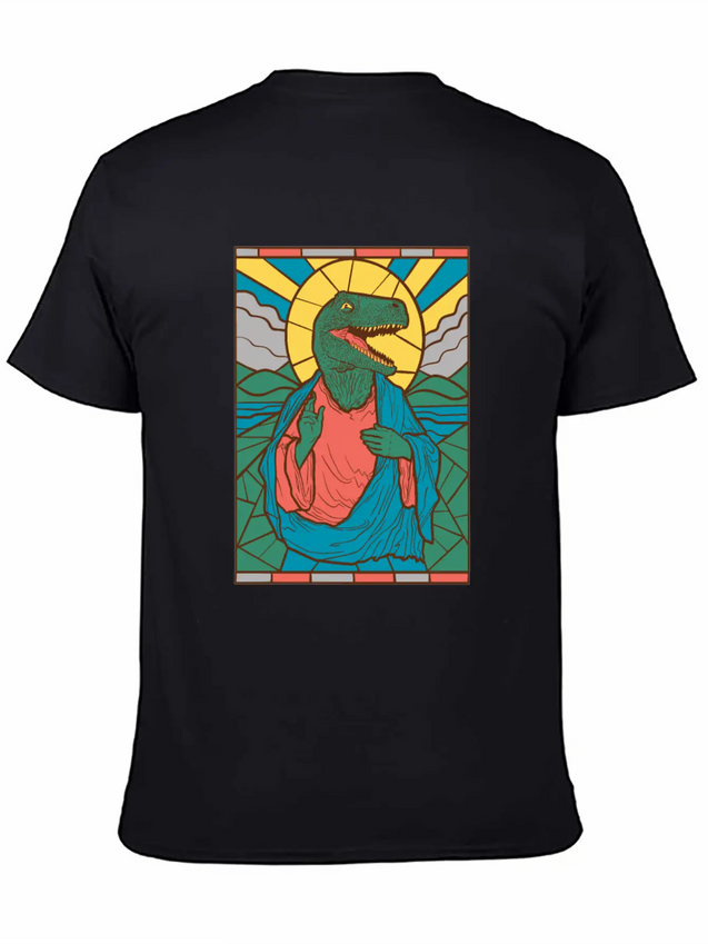 RAPTOR JESUS STAINED GLASS Breathable Soft Cotton T-Shirt – Timeless Casual Look